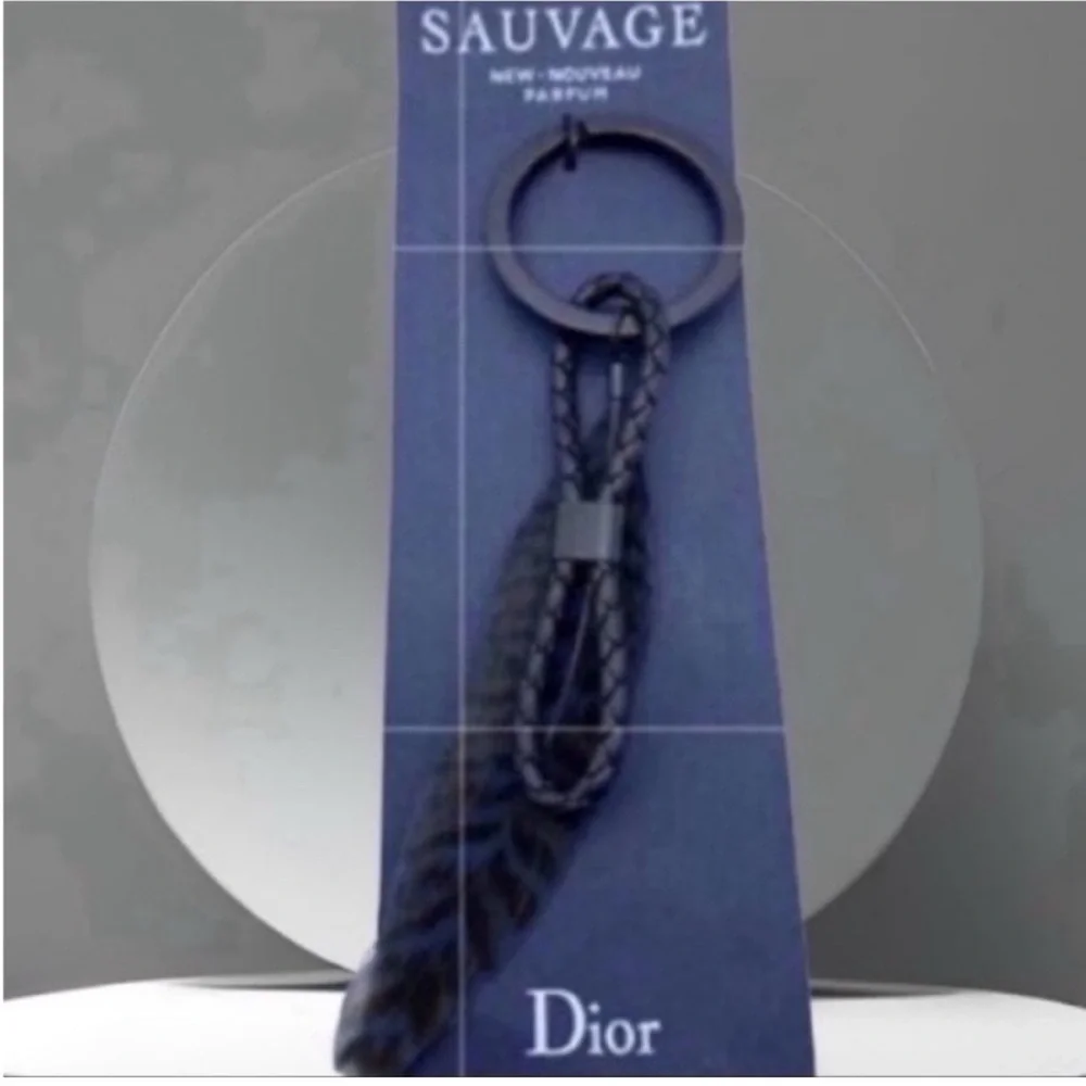 DIOR SAUVAGE Leather Braid Feather Keychain